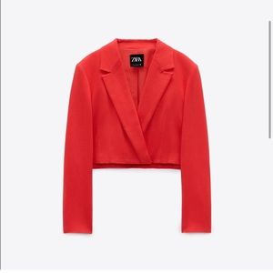 Zara Linen Blend Cropped Blazer
